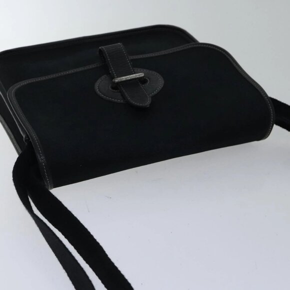 HERMES Buenaventura PM Shoulder Bag Canvas Black Silver Auth - Picture 7 of 14
